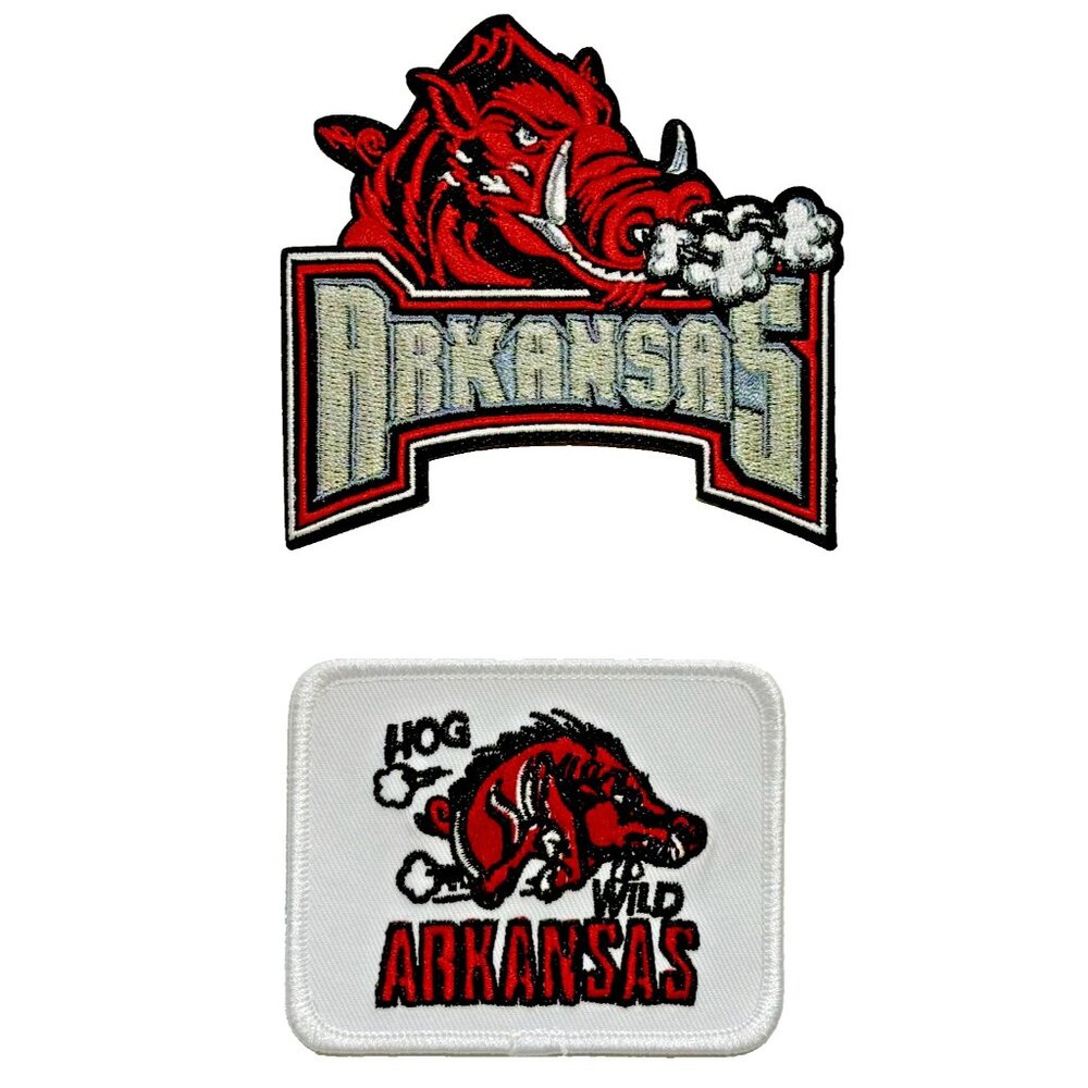 (2) Arkansas Razorbacks Team Logo Embroidered 3.5in Iron / Sew-On Patch